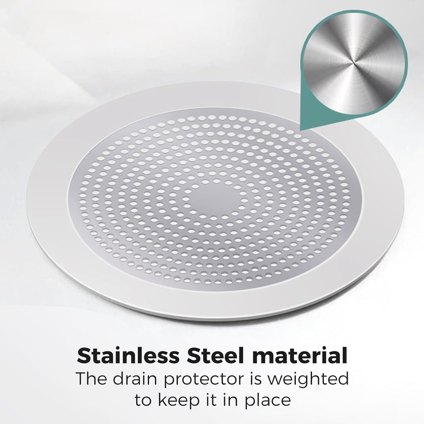 Shower Hair Drain Catcher, Stainless Steel 5.7in Bathtub Drain Protector | Wide rim design for tight bathtub adhesion,easy to clean and trap hair effectively,ideal for families with pets and long hair
