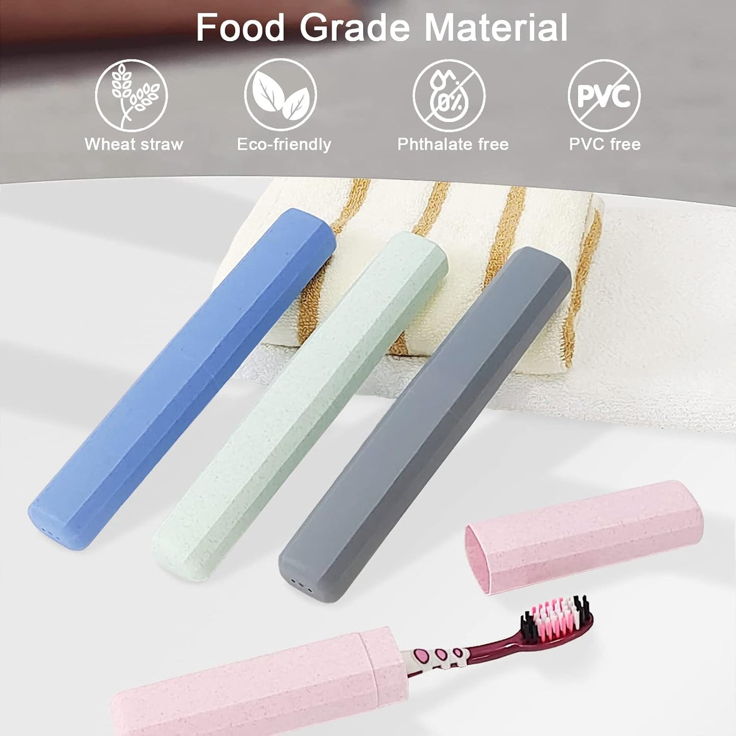 Mulbozy 4 Packs Portable Travel Toothbrush Case, Breathable Plastic Toothbrush Holder for Home, Travel, Business, Camping, School