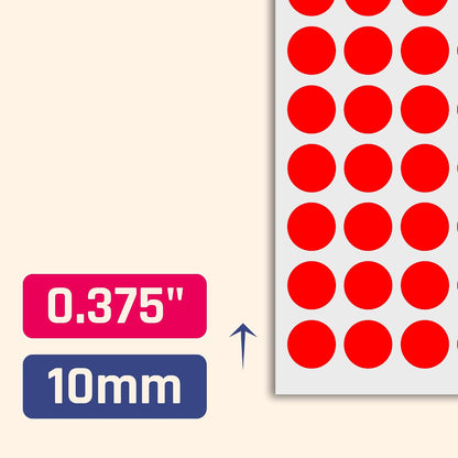 3000 Pieces, Small Colored Dot Round Stickers Labels - 10 Colors, 0.375"
