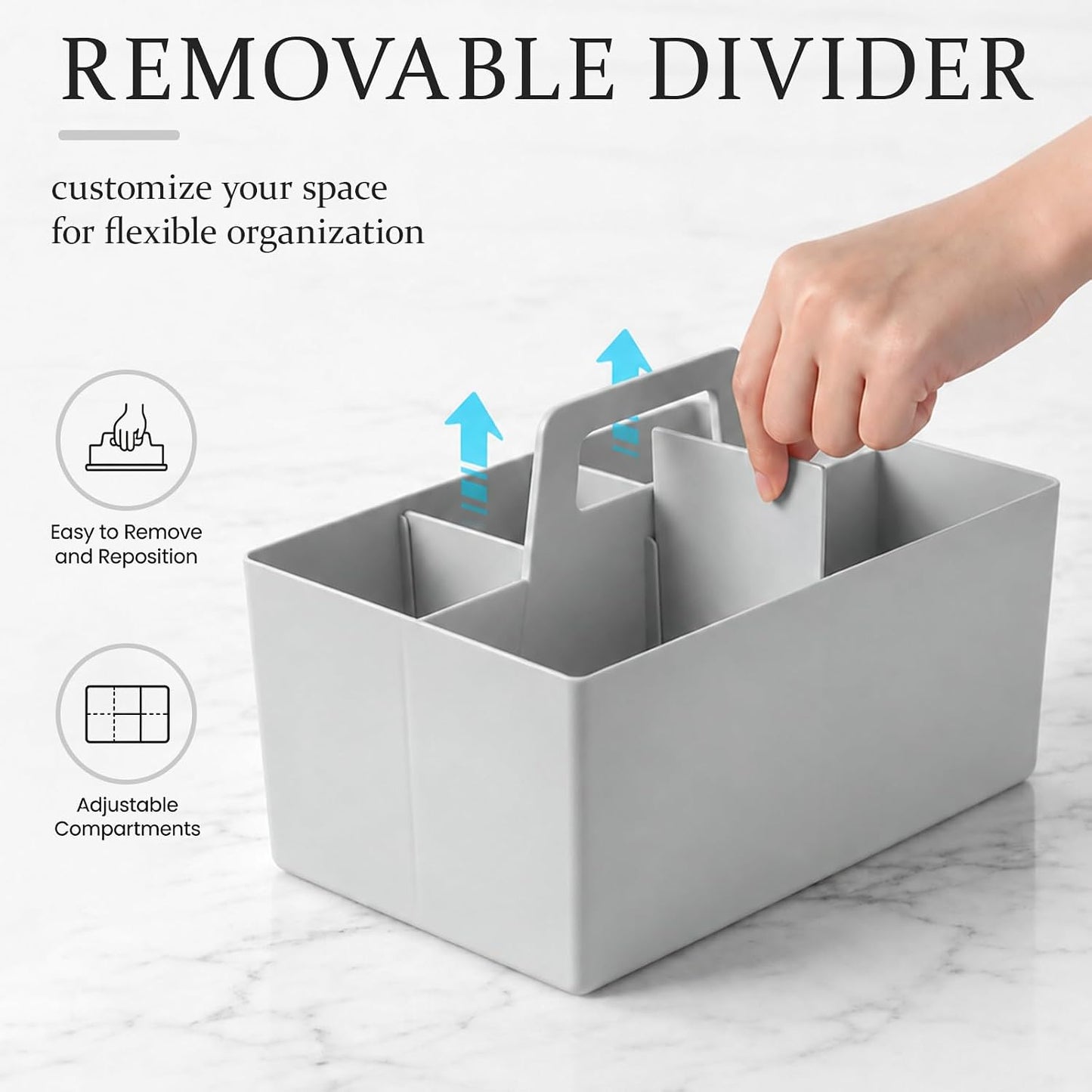 Anyoifax Portable Shower Caddy with Removable Compartment, Large Gray | Plastic Shower Basket Bathroom Caddy Organizer with Handle, College Dorm Storage, Baby Bath Essential, Cleaning Supply Caddy