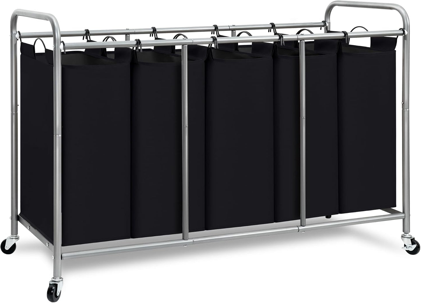 STORAGE MANIAC 3 Section Laundry Sorter, 35.6 Gal (135 L) Laundry Hamper Cart with Heavy Duty Rolling Lockable Wheels and Removable Bags, Clothes Organizer Basket Separator Hamper, Gray