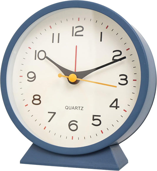 SHISEDECO Small Antique Retro Analog Alarm Clock, 4.5" Desk Clock, Pink | Small Silent Bedside Deskclock with Light Function, Non-Ticking Tableclock Decor for Living Room, Bedroom, Bedside, Shelf