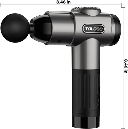 TOLOCO Massage Gun, Deep Tissue Back Massage for Athletes for Pain Relief, Percussion Massager with 10 Massages Heads & Silent Brushless Motor, Relaxation Gifts for Men Women, Black