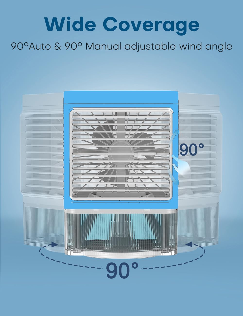 Windowless Air Conditioner w/4 Mode,3 Speed, Waterless Alert,2.4-Gal Tank for 24H Cooling, 12H Timer Swamp Cooler Air Conditioner, 20FT Remote,70° Auto Swing Evaporative Air Cooler for Bedroom