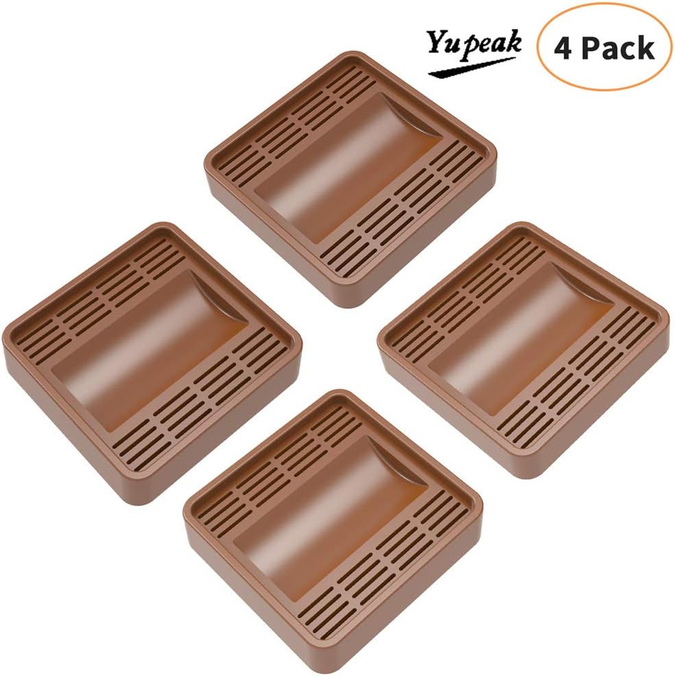 Bed Stopper & Furniture Stopper – Caster Cups fits to All Wheels of Furniture, Sofas, Beds, Chairs – Furniture Cups Made up of Solid Silicone and Prevents Scratches 4PACK (4PACK（Dark Brown)