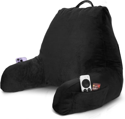 Nestl Reading Pillow with Shredded Memory Foam, Designed for Sitting Up in Bed and Couch, Back and Arms Adjustable Support for Adult & Teens Backrest Pillows for Reading, with Washable Cover Dark Grey