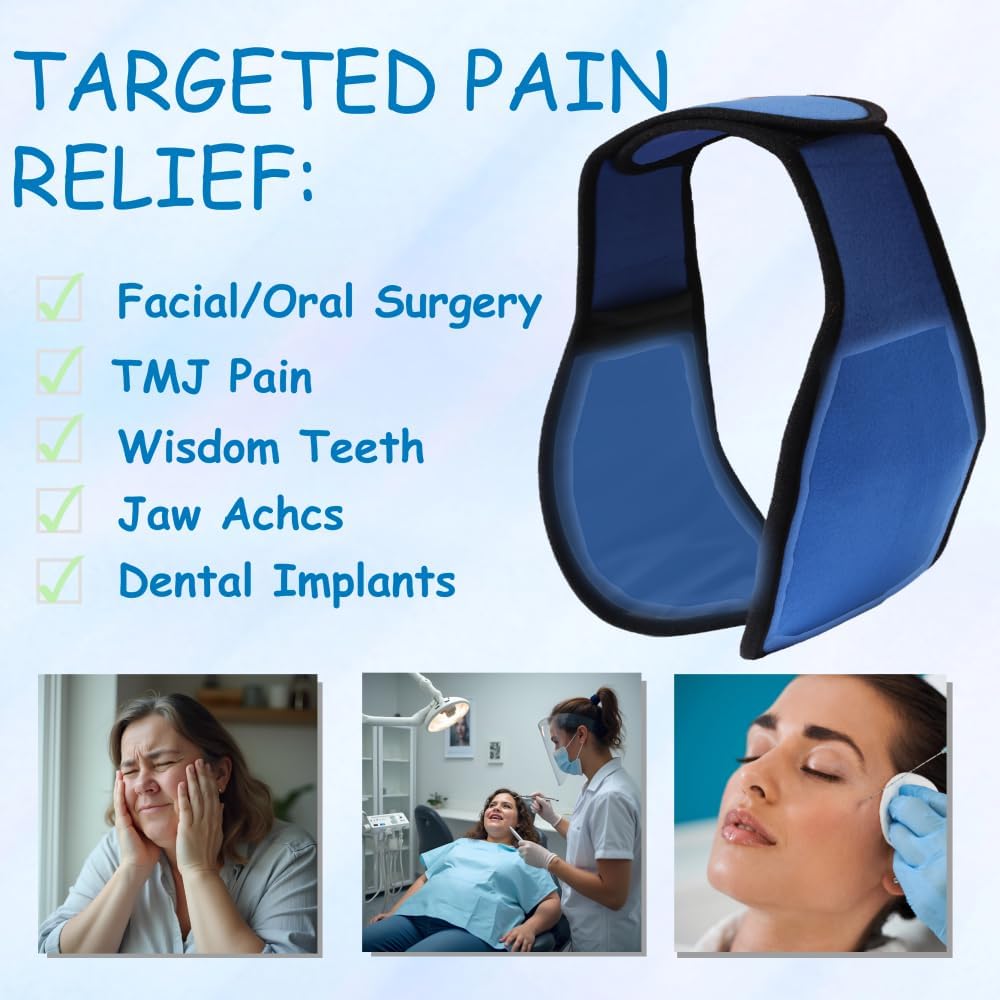 King Mills Plus Size Ice Pack for Wisdom Teeth Removal, 3D Head Wrap | Face Ice Pack After Dental Surgery, Pain Relief for TMJ, Tooth Extraction & Teeth Removal, 2 Ice Packs