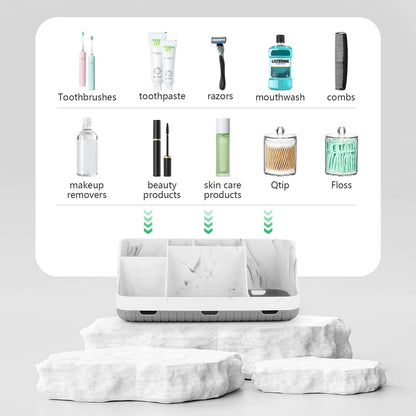GFWARE Black Toothbrush Holder - 7 Slots Bathroom Organizer Countertop with Drainage Matte Black Electric Toothbrush and Toothpaste Holder for Bathroom Accessories Organization Vanity Sink Storage | Detachable 7 Slots Matte Black Kid Electric Toothbrush