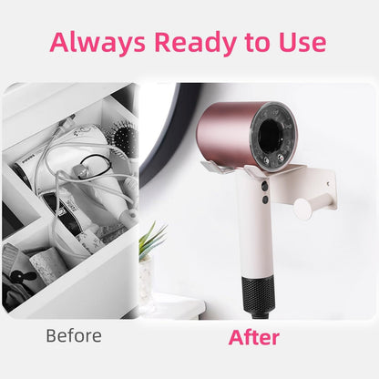 Hair Dryer Holder Wall Mounted, Stainless Steel Blow Dryer Holder for Bathroom, Hair Dryer and Straightener Holder Adhesive or Drilling, Hair Tool Organizer for Salon Barber Shops Banjekt