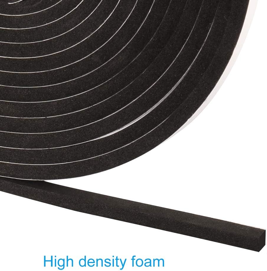 2 Rolls Foam Seal Tape for Door Window Insulation, Soundproof and Shockproof Foam Adhensive Strip, 3/8" Wx3/16 T Single Sided Foam Tape, Cold Air and Draft Closed Cell Seal Strip,Total 32FT