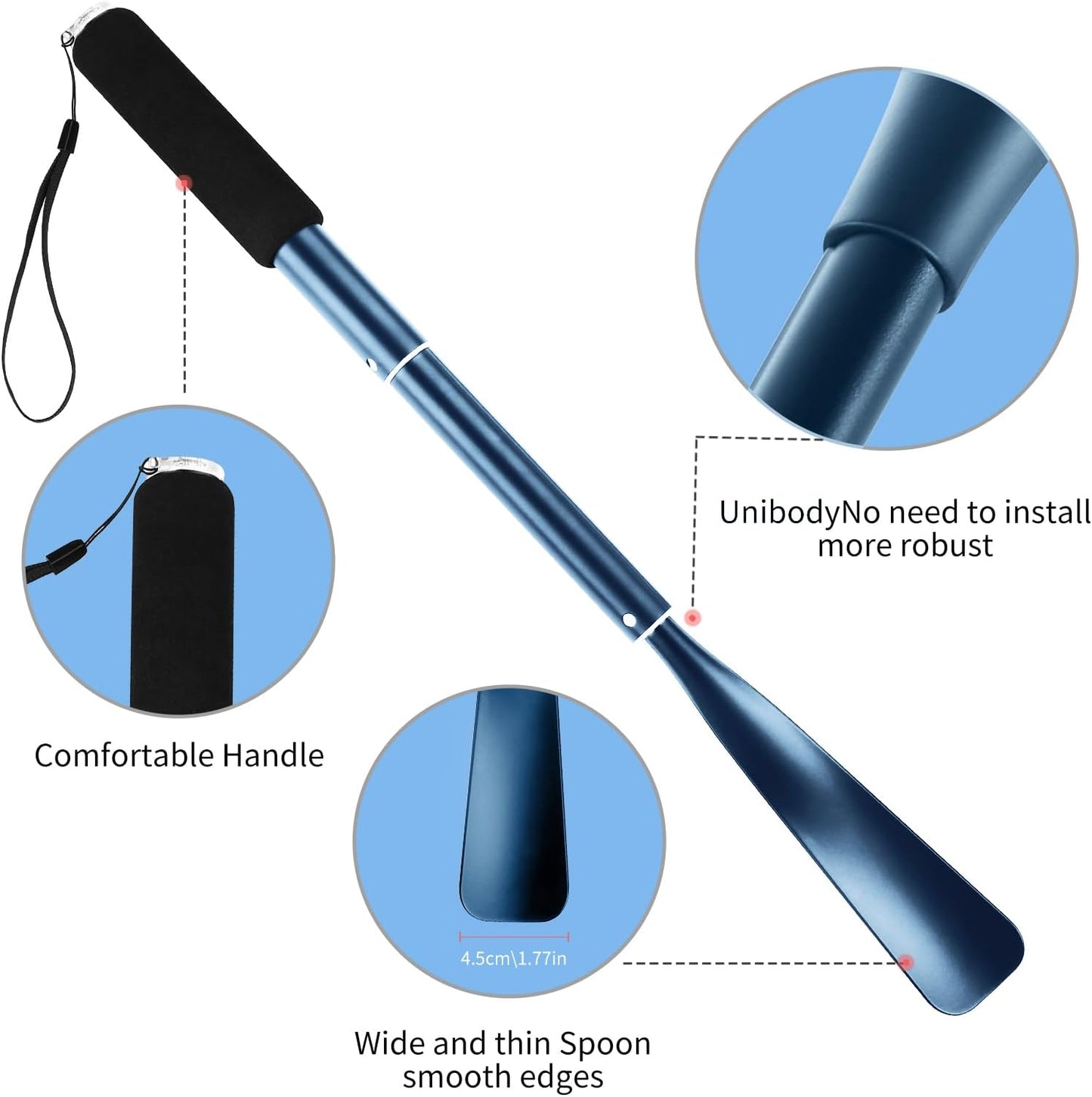 JJDPARTS Shoe Horn Long Handle,14.5"-37" Retractable Shoe Horn,Aluminum Shoe Horn For Men Women Kids Seniors