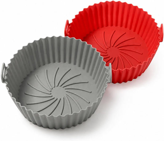 Reusable Silicone Air Fryer Liners 2 Pack, 7 & 8 Inch Nonstick Basket | Heat Resistant • Dishwasher Safe • Reusable Silicone • Fits 7 & 8 Inch Baskets • For Baking, Roasting & Air Frying