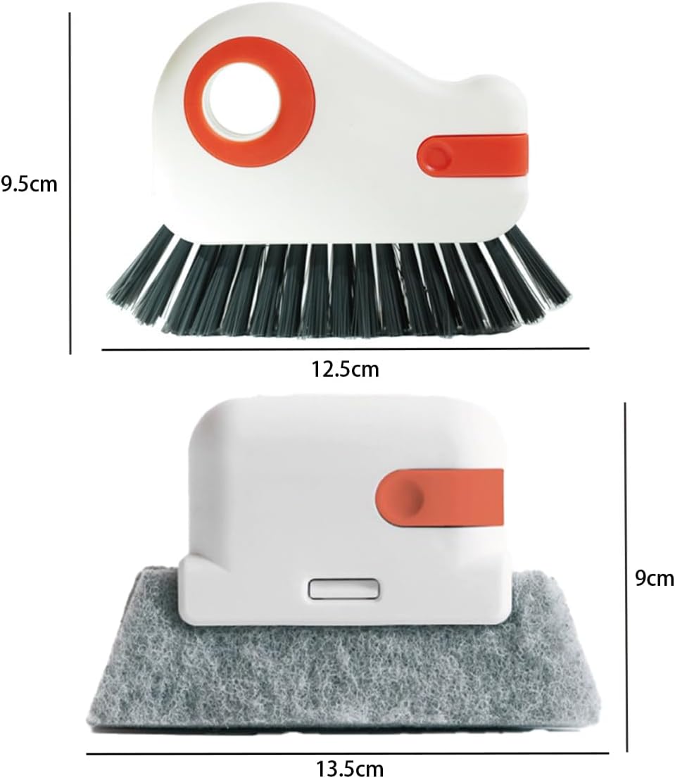 3pcs Gray Door and Window Track Cleaning Brush Set with Concealed Scraper