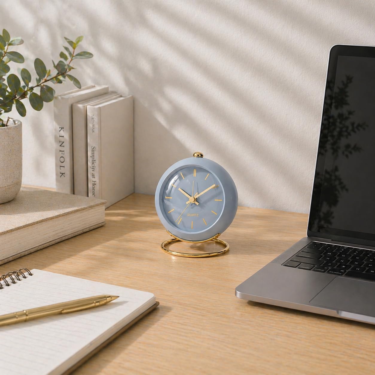 AYRELY® Battery Operated Analog Desk Alarm Clock with Light, Table Clock | Retro Aesthetic Clock with Silent Non-Ticking Movement for Bedside, Bedroom, Kitchen, Office, Travel & Kids' Room(Light Pink)