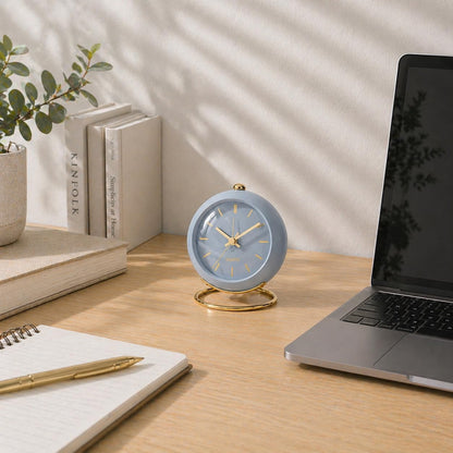 AYRELY® Battery Operated Analog Desk Alarm Clock with Light, Table Clock | Retro Aesthetic Clock with Silent Non-Ticking Movement for Bedside, Bedroom, Kitchen, Office, Travel & Kids' Room(Light Pink)