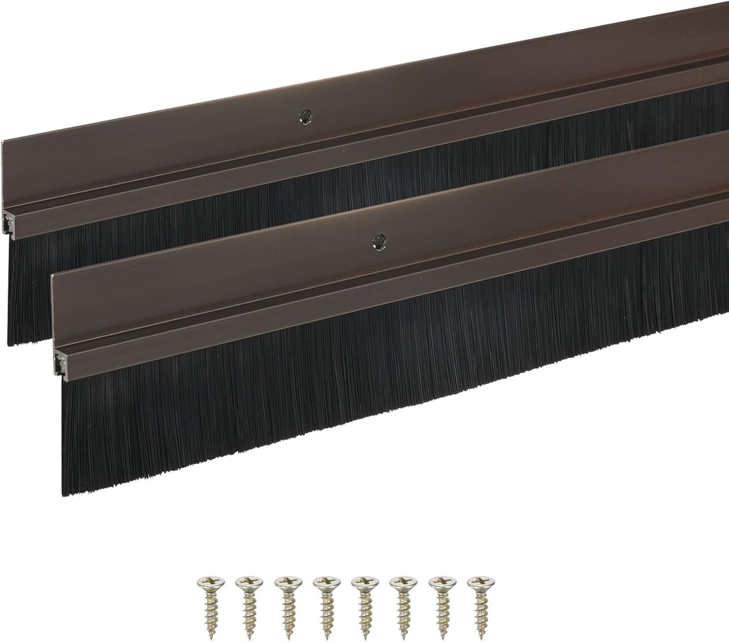 M METERXITY 2Pack Door Sweep - 39" Door Bottom Brush Heavy Duty Seal Draft Stopper Aluminum Base with 20mm Brush, Adhesive/Screw Installation for Interior/Exterior/Garage/Sliding Doors, Black