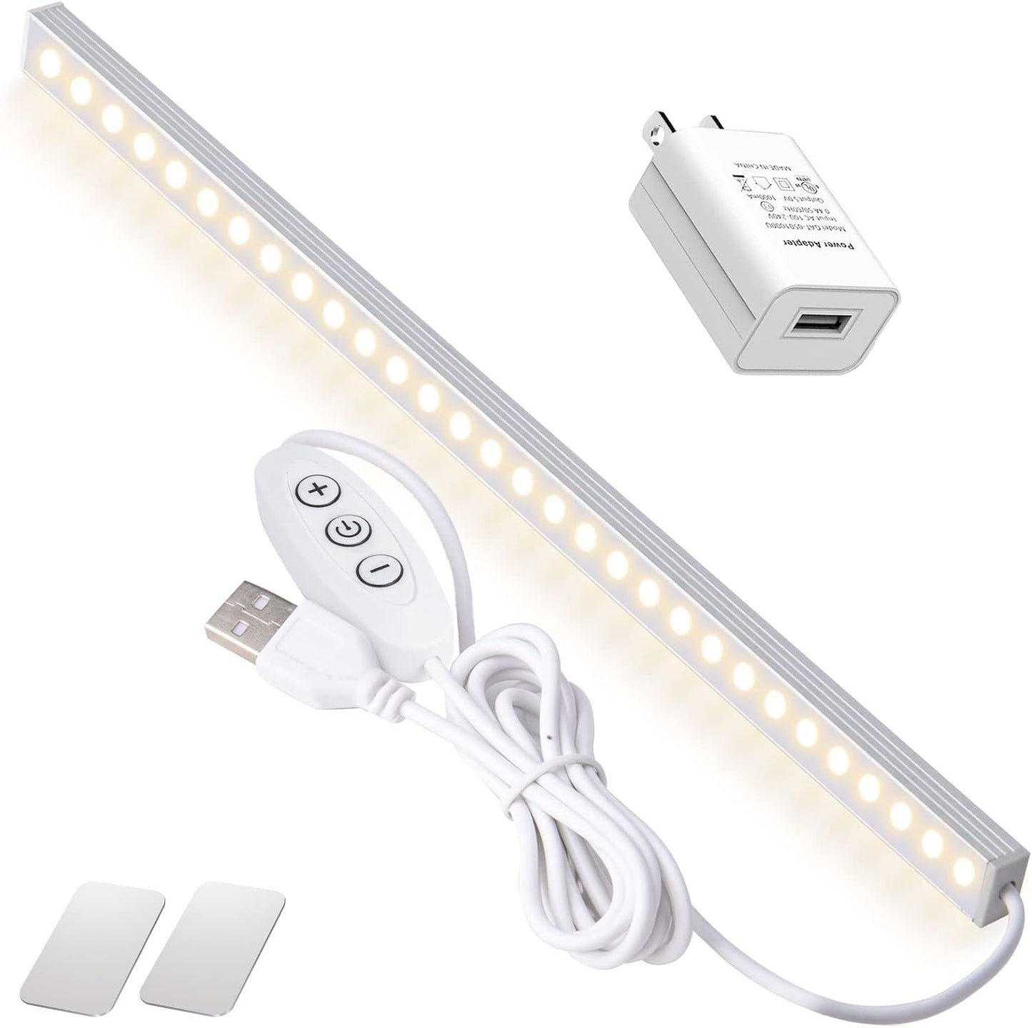 DWEPTU USB Powered Under Cabinet Lighting, 12" Tool-Free Mount Dimmable LED Strip for Pantry & Workspace
