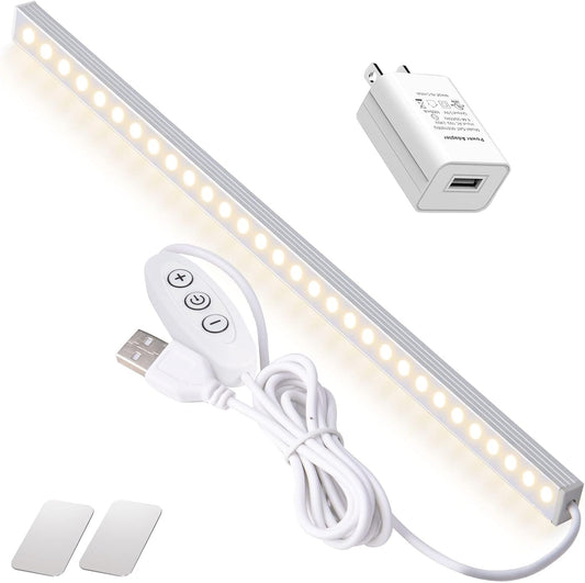 DWEPTU USB Powered Under Cabinet Lighting, 12" Tool-Free Mount Dimmable LED Strip for Pantry & Workspace