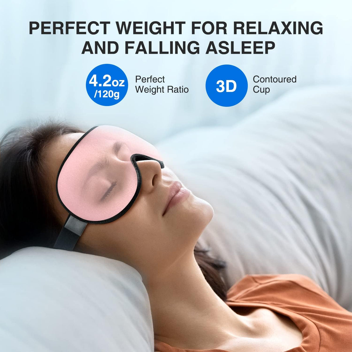 YFONG Weighted Sleep Mask for Women Men, 3D Light Blocking Eye Mask, Black