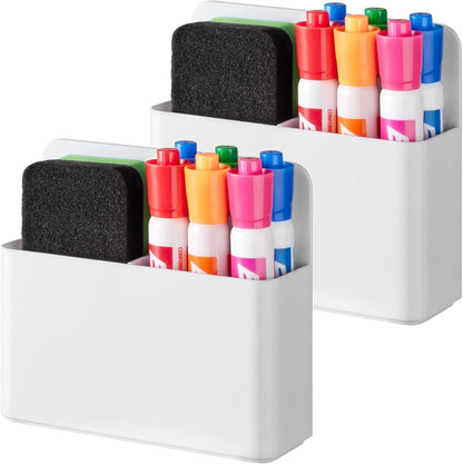 BEYGORM Plastic Magnetic Pen Holder, Powerful Magnet, 2 Pack | Classroom Must Haves, Dry Erase Marker Holder for Whiteboard, School Locker Organizer, Pencil Cup for Refrigerator(Black)