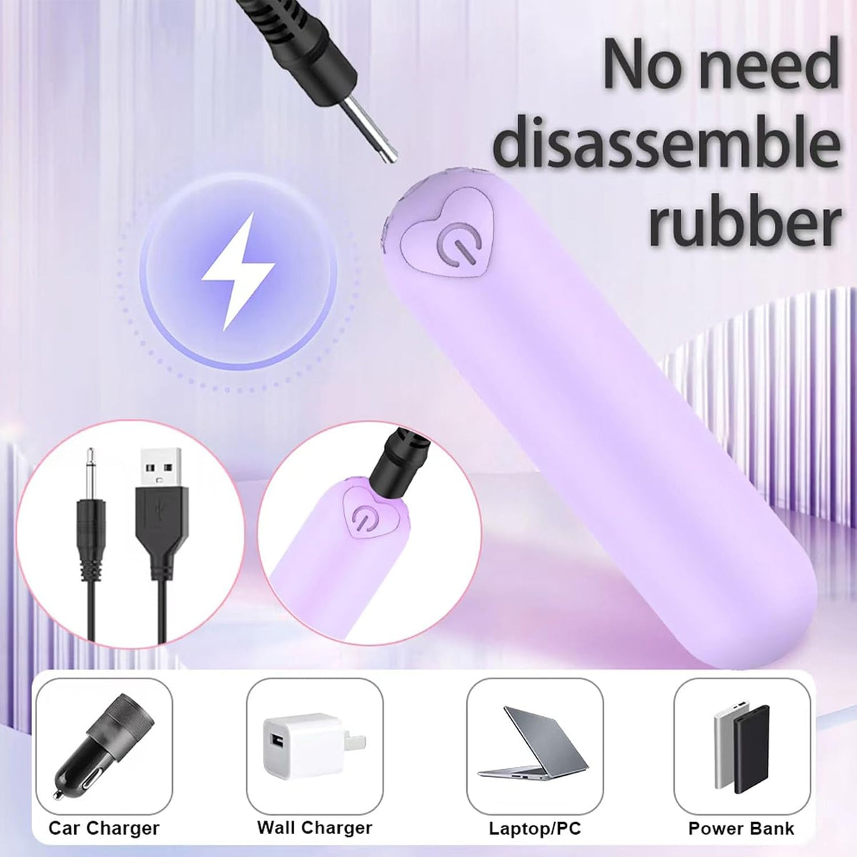 Mini Handheld Electric Back Massager Waterproof Quite Massager, Portable Massager for Back Neck Shoulder Body,Light Purple