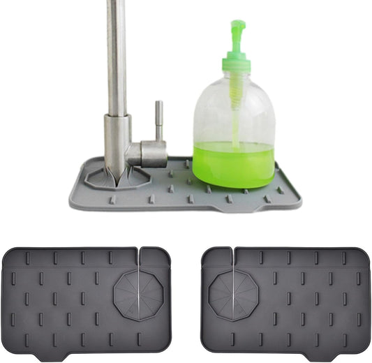 2 Pack Mini Sink Splash Guard, Double Sided Kitchen Faucet Mat | Tap Water Catcher for Bathroom and Corner Basins, Defends Worktops Against Puddles, Gathering Regular Water Drips