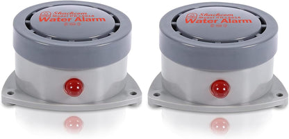 Water Leak Detector 2 Pack, Shackcom Water Alarm 110DB, Wireless, Waterproof & Battery-Operated, Audio and Light Alerts for Bathroom, Kitchen & Home Security ( Battery Not Included )
