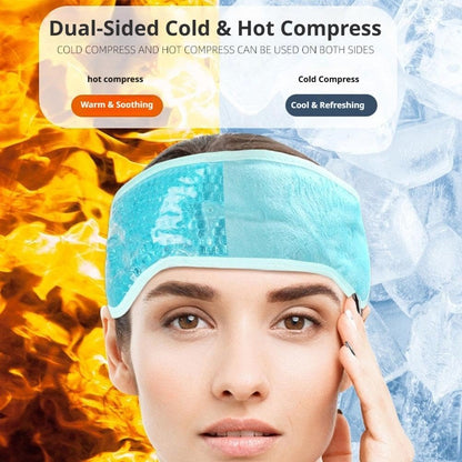1pcs Cooling Eye Mask – Gel Bead Ice Pack for Hot or Cold Compress, Reusable Head Wrap for Dark Circles (Purple)