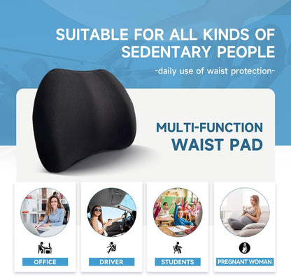 Super Cozy Lumbar Support Pillow for Car/Office Chair, 100% Memory Foam | Lumbar Pillow with Breathable Removable Cover, Ergonomic Design - Back Support for Back Pain Relief(Adjustable Strap, Black)