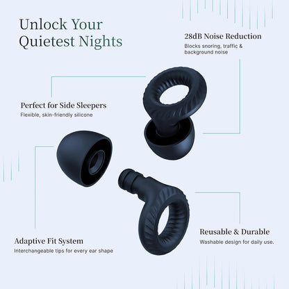 Nox Sleep Earplugs for Side Sleepers – Reusable Soft Silicone Ear Plugs for Sleeping – Comfortable Noise Reducing Earplugs for Snoring, Travel & Deep Sleep – 28dB Reusable Ear Plugs