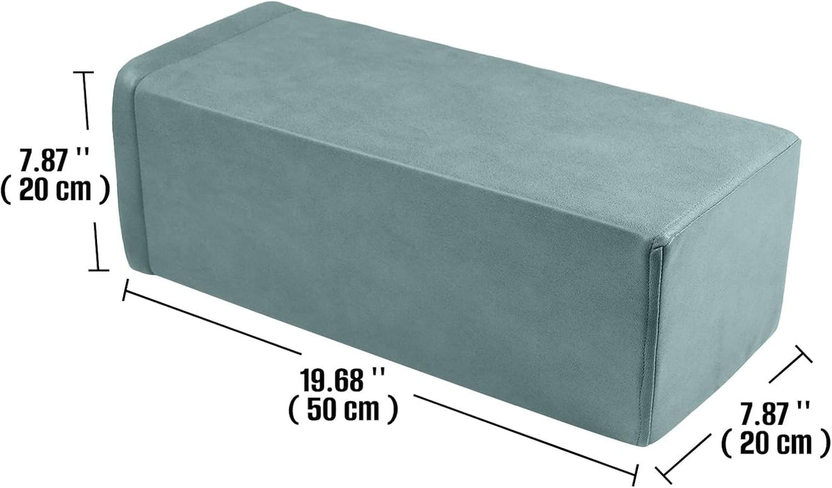 2 Pack Couch Arm Rest Pillow, 6''x6''x20'' Faux Leather Waterproof Cover, High Density Foam Armrest Cushion, Removable & Washable Elbow Support for Sofa, Bed, and Armchair (Medium Grey)
