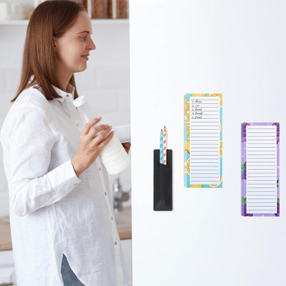 Thboxes 4 Pack Magnetic Note Pad for Fridge with Pen Holder, Totally 200 Sheets Grocery List Magnet Pad for Refrigerator Magnetic Shopping List Pad（Fruit Design） | Full-Back Magnet, 80Gsm FSC-certified Paper, School Office Home Supplies Grocery List