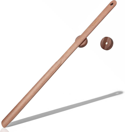Extra Long Wooden Shoe Horn with Magnetic Holder, Walnut Color | 29.5" Shoe Horn Long Handle for Seniors Men Women, with Magnetic Base Wall Mounted Durable Shoe Spoon for Seniors Gifts