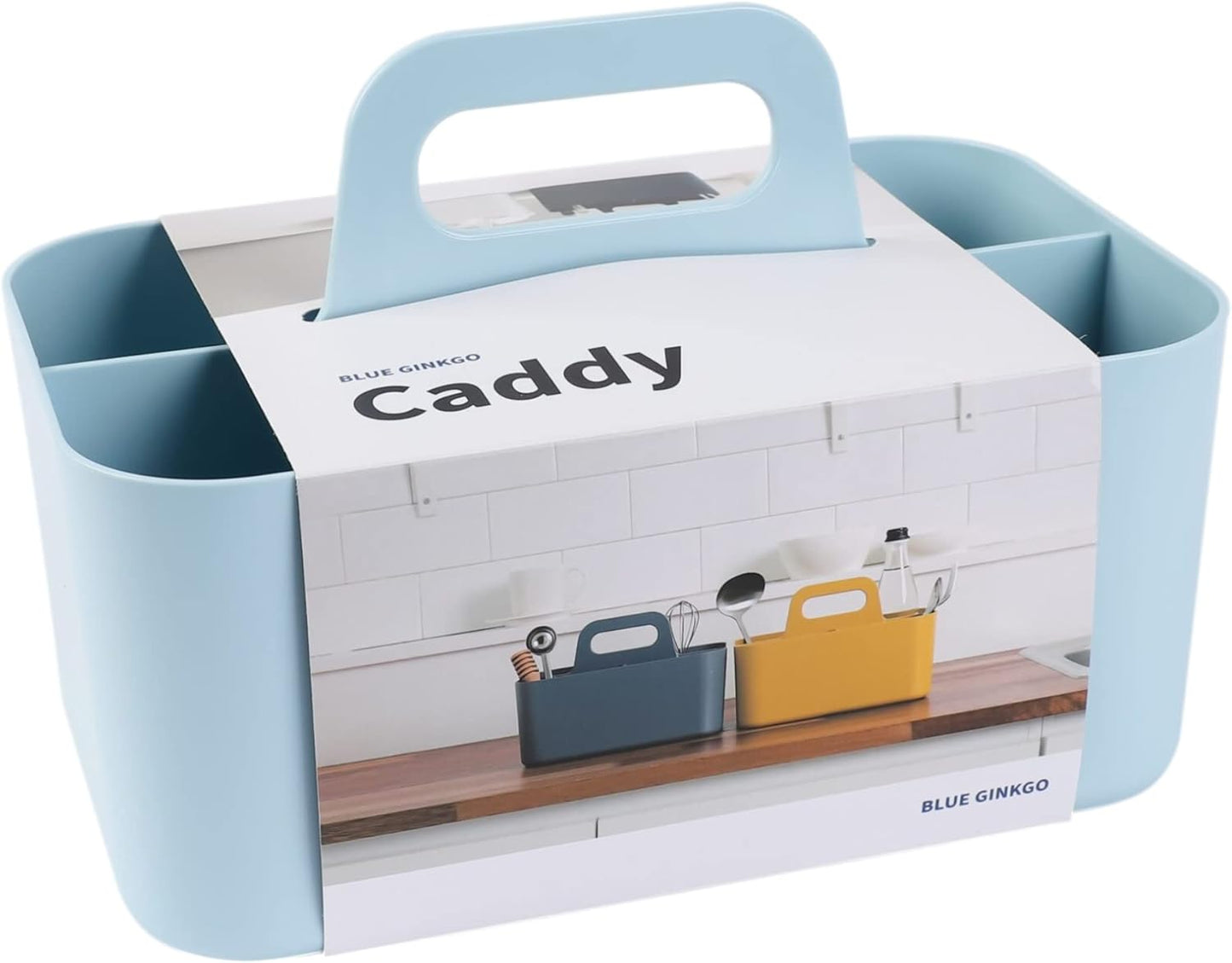 BLUE GINKGO Stackable Organizer Caddy, Rectangle, White, Made in Korea | Portable. Adjustable. Home, Office & School Storage.
