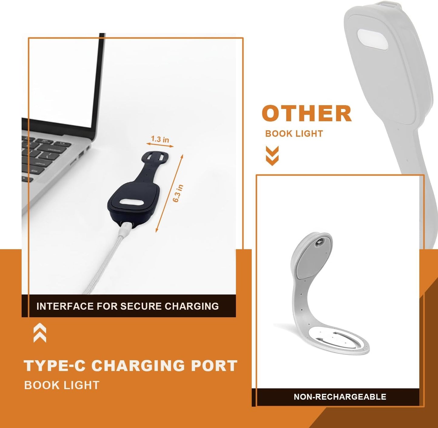 Rechargeable Kids Book Light, Cute Bookmark Reading Light for Kids, Dimmable Portable LED Book Light for Reading in Bed, Eye-Caring Bedtime Reading Lamp for Children & Travel, Brown