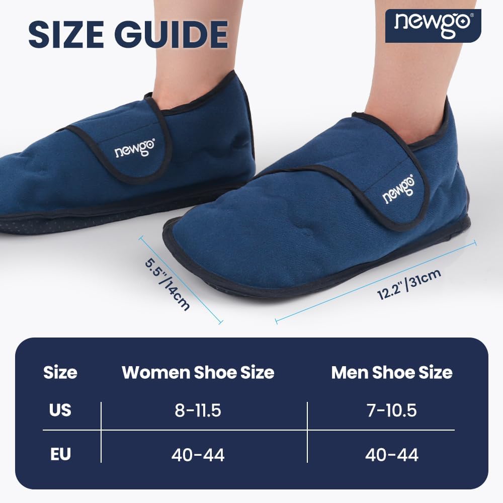 NEWGO Foot Ice Pack Slippers for Foot Heel and Arch Pain Relief, 2 Pack Reusable Gel Cooling Slippers for Plantar Fasciitis, Achilles Tendonitis, Toe Injuries, Heel Spurs