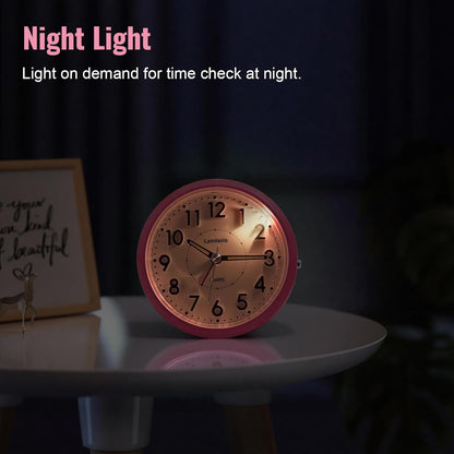 Lamisola 4 Inch Alarm Clock for Bedrooms, Small Analog Desk Clock, Black