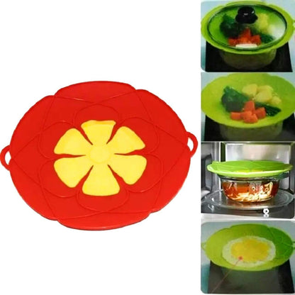 Set of 2 Silicone Spill Stopper - Boil Over Safeguard - Multi-Function Kitchen Tool - Anti Spill, No Boil Over Lid - Cooking