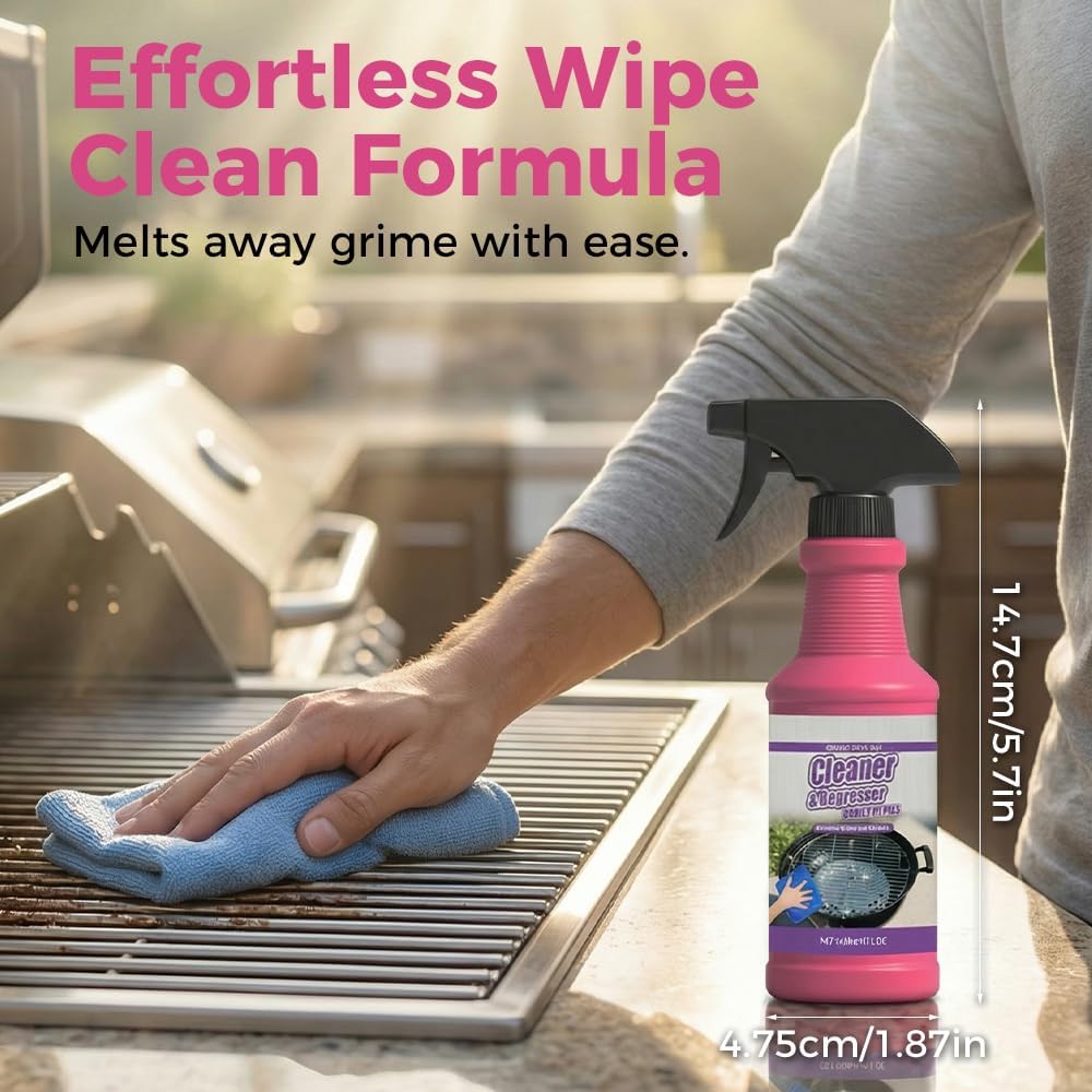 Fast Acting Heavy Duty Grill Degreaser Spray for BBQ Cleaner & Grates Oven | Multi Surface No Scrub Grease Remover, 120ml for Racks Baking Sheets Stovetops Pans, Suitable for Outdoor Grill & Kitchen Use