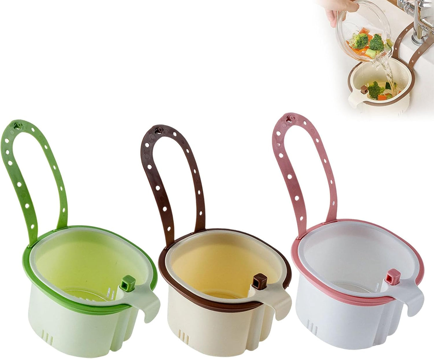Hanging Sink Drain Basket,2026 New Cactus Kitchen Sink Strainer Basket,Self-Cleaning Faucet Hanging Filter Basket, Multifunctional Kitchen Sink Strainer Press Automatic Dumping Basket，Green