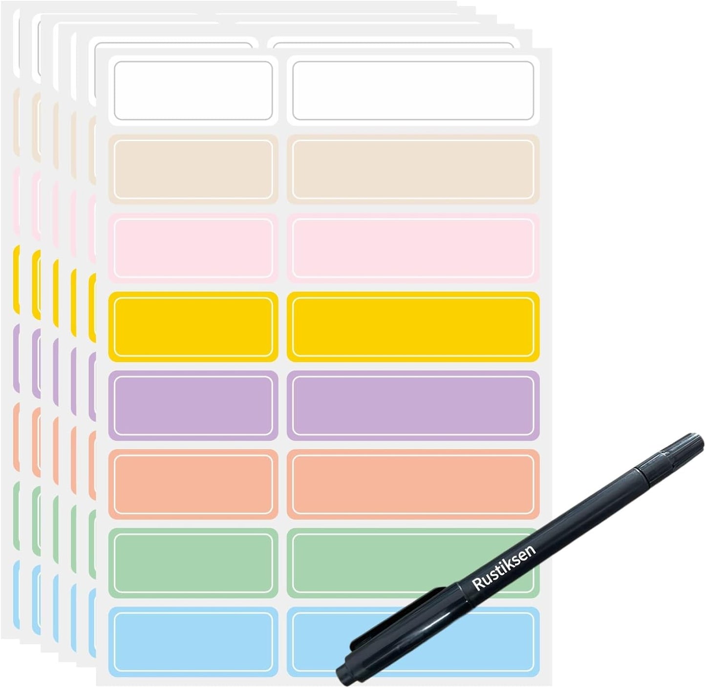 Clear Waterproof Removable Label Stickers 4"x2" 120pcs Vinyl for Kitchen Food Storage Jars Freezer Bottles, Write-On, Oil Resistant, Peel and Stick, w/Marker Pen