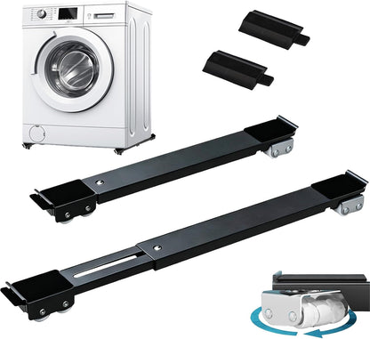 Appliances Rollers, 360°Extendable Furniture Appliance Rollers with Brake | Black Swivel Mobile Washing Machine Base for Washing Dryer Dishwashers Hold Up to 660 Lb