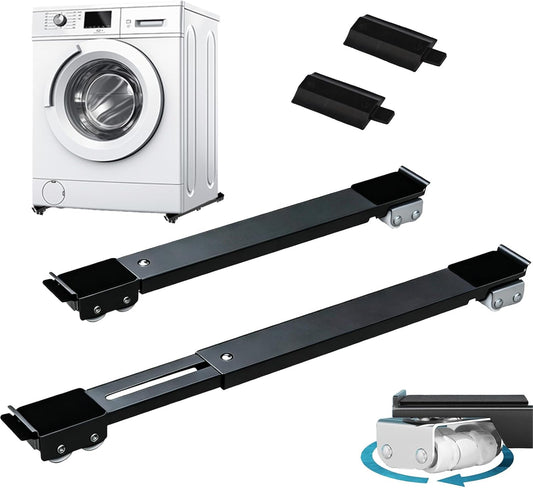 Appliances Rollers, 360°Extendable Furniture Appliance Rollers with Brake | Black Swivel Mobile Washing Machine Base for Washing Dryer Dishwashers Hold Up to 660 Lb