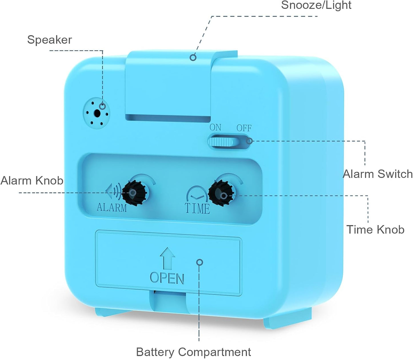 Analog Alarm Clock, Silent Non Ticking Table Clock, Travel Bedside Clock with Snooze, Night Light, Ascending Beep Sounds, Battery Operated Loud Small Clocks for Bedroom Travel Office, Black