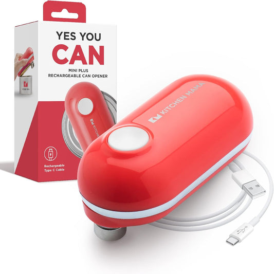 Kitchen Mama Mini Plus Rechargeable Electric Can Opener, Red