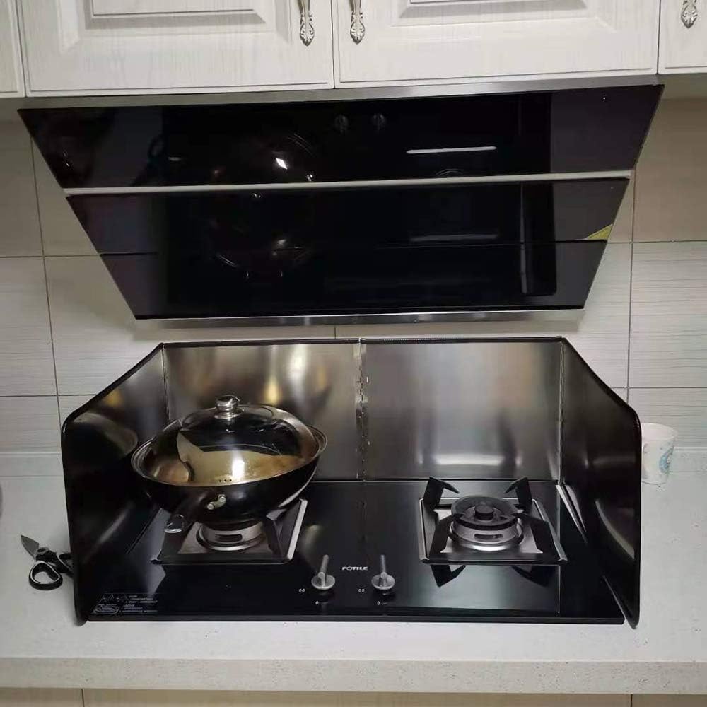 4 Sided Oil Splatter Guard, Grease Splatter Screen, 31.5"Dx15.8"Wx11.8"H | Heavy-Duty Stainless Steel Stove Splash Guard, Foldable Oil Proof Baffle Fry Wall Splash Guards, Folds Flat, Heat Safe