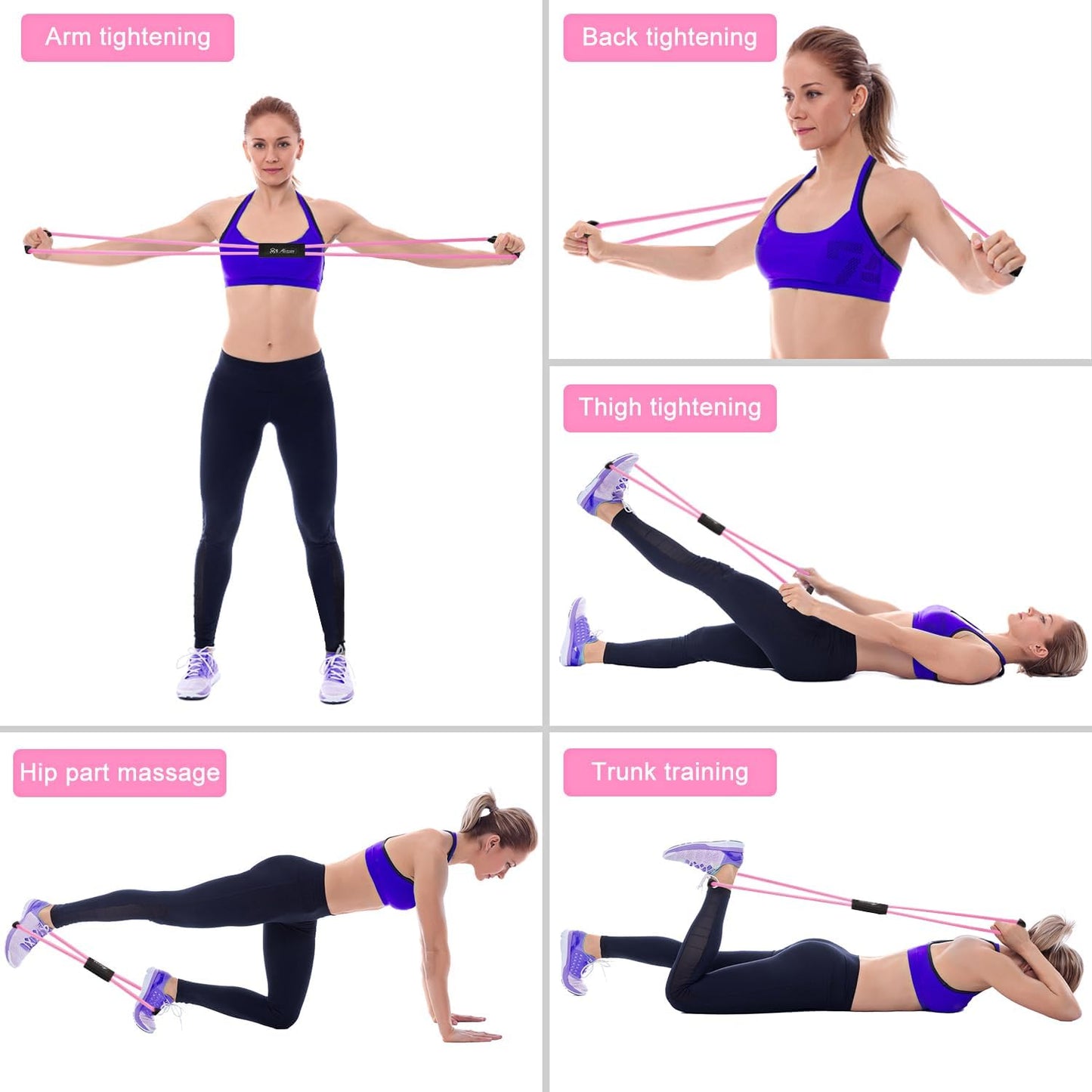 HPYGN Resistance Bands, Figure 8 Exercise Bands for Women Men, 8 Shaped Resistance Bands for Arms, Chest Expander, Yoga Gym Fitness Pulling Rope 8 Word Elastic for Exercise Muscle Training Tubing