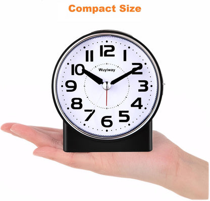 4.3" No Ticking Analog Alarm Clock,Silent Readable for Seniors,Easy to Set,Gradual Rise Alarm,Big Numbers,On/Off Switch on Side,Gentle Wake,Snooze Soft Backlight,Battery Operated
