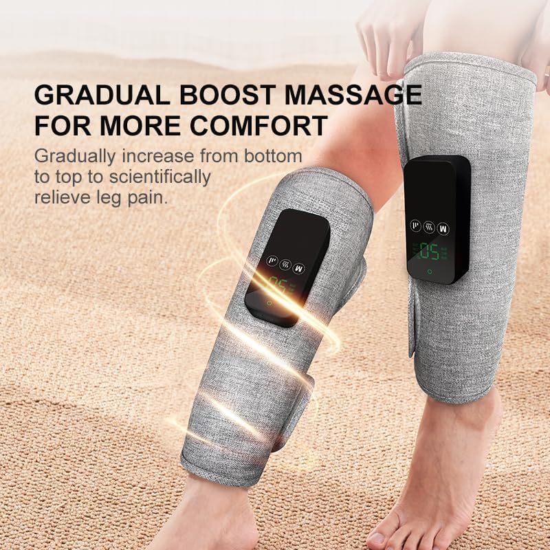 Cordless Calf Massager with Heat & Air Compression, Leg Massager (1PCS) | 5 Heat Levels, 3 Modes & 3 Intensities, Improve Muscle Performance, Promote Blood Circulation, Relieve Calf Soreness