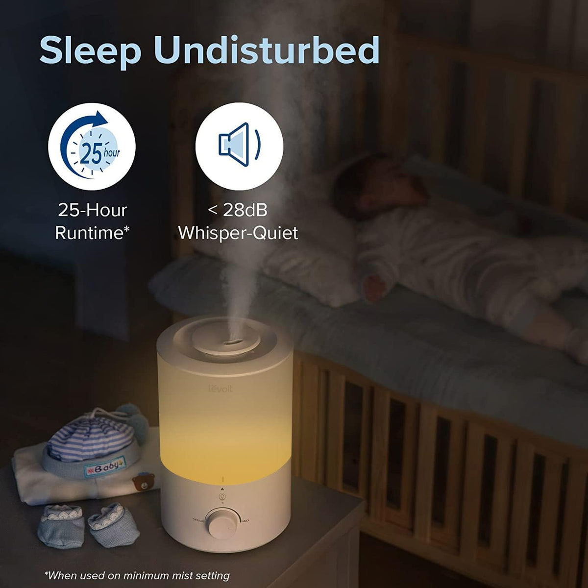 Levoit Top Fill Humidifiers for Bedroom, 2.5L Tank for Large Room, 25dB